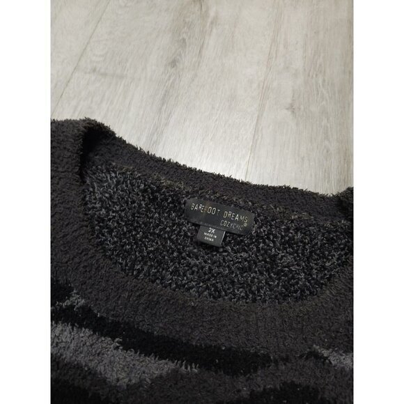 Barefoot Dreams Seaside Camo‎ Crewneck Cozychic Knit Sweater Womens 2X - Picture 4 of 9